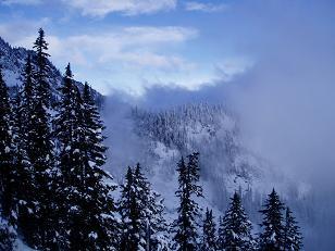 The pass to Snow Lake from below Bryant Peak