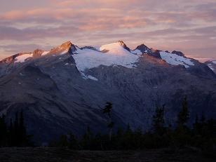 Sunrise on Mount Daniel from above Robin Lake