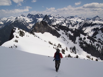 Our first view of Lundin Peak from Snoqualmie's 6,160' east peak.