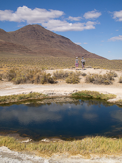 Mickey Butte over the largest of the pools.