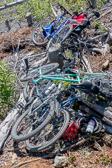 The bike parking lot at our 2,800' trailhead