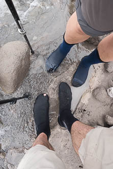 Our waterproof socks were great for fording streams.